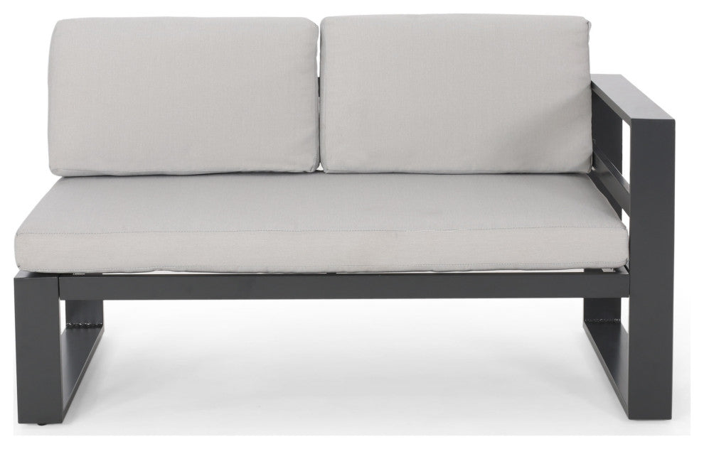 Queena Outdoor Aluminum Sofa Sectional With Coffee Table