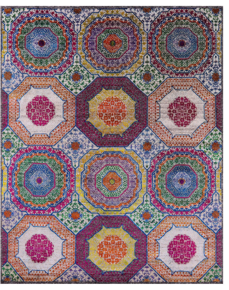 Wool & Silk Mamluk Hand Knotted Rug 8' 2" X 10' 2" - Q13730