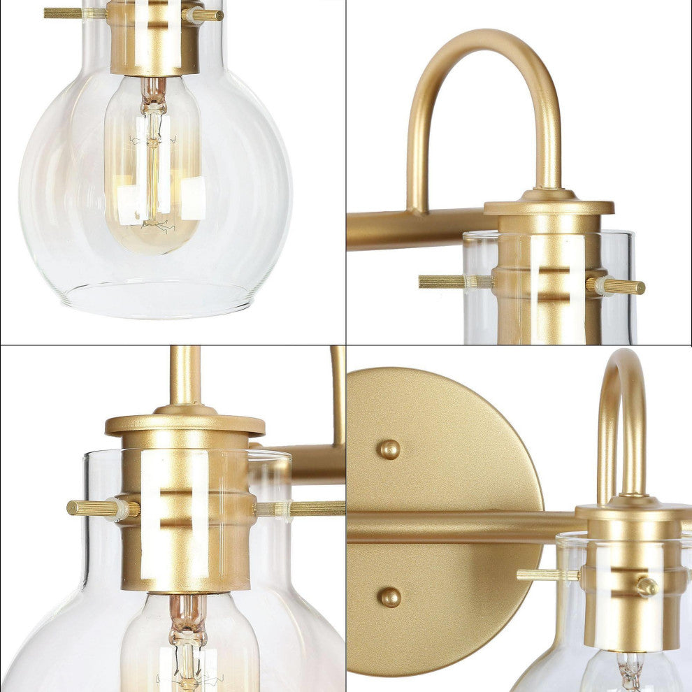 LNC Modern Clear Glass-Bell Shade Bathroom Vanity Light, Matte Gold, 4 Lights