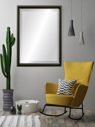 Pasadena Framed Rectangle Mirror, Gloss Black, 17"x21"