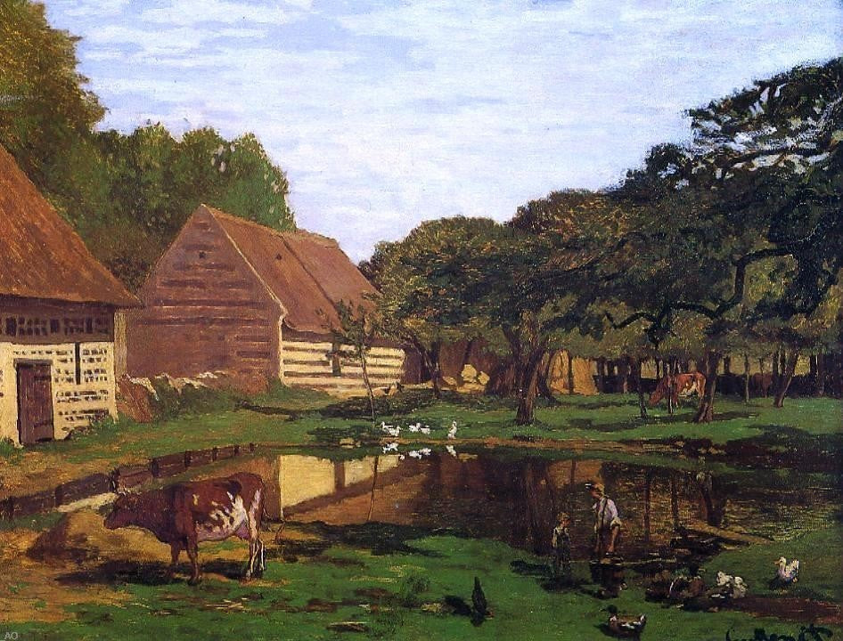 Claude Oscar Monet Farmyard in Normandy - 21" x 28" Premium Canvas Print