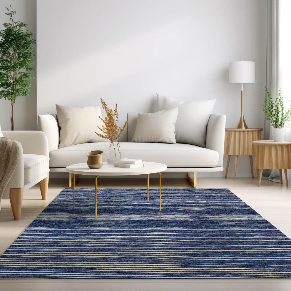 Indoor/Outdoor Laidley LA1 Navy Machine Washable 3' x 5' Rug