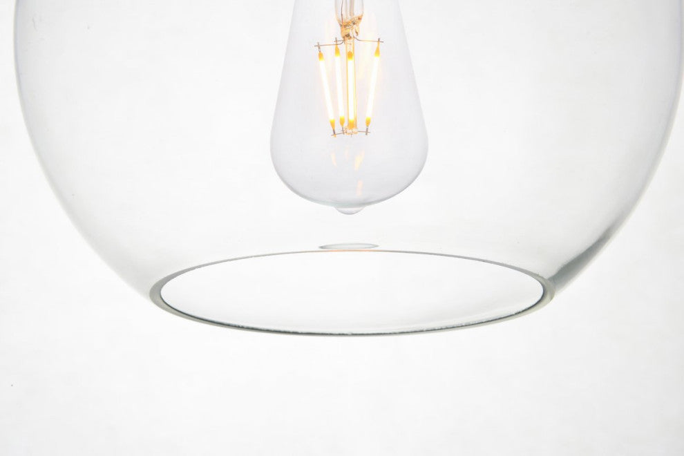Betty 1-Light Black Plug-In Pendant With Clear Glass