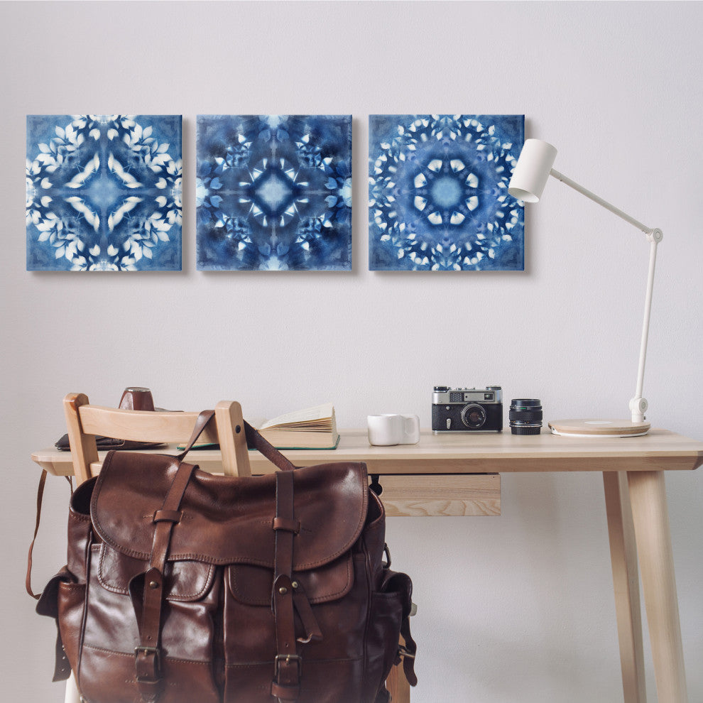 Abstract Kaleidoscope Blue Tie Dye Patterns Fractal Shapes,17 x 17
