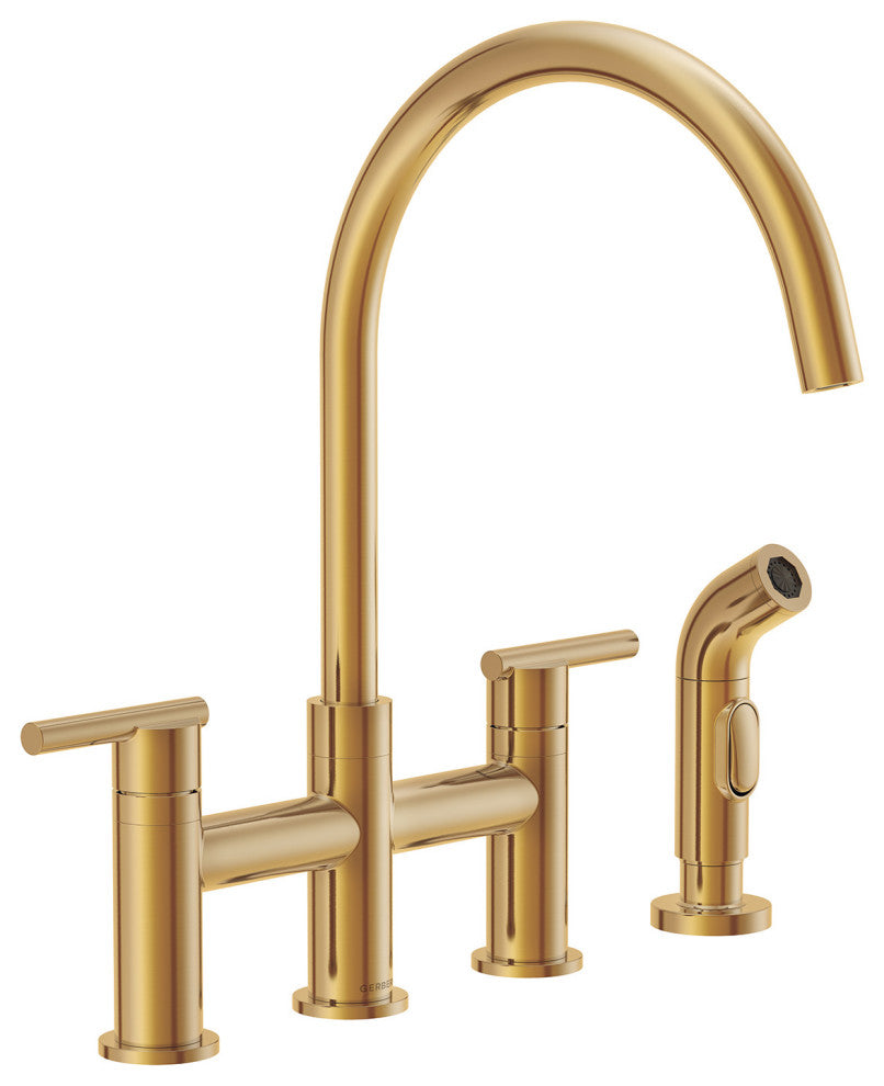 Parma Two Handle Bridge Kitchen Faucet With Sidespray, Brushed Bronze