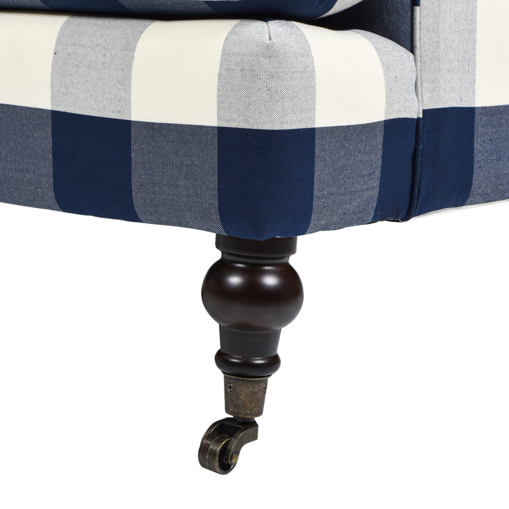 Alana Lawson 88" 3-Cushion Tight Back Sofa, Blue Lattice Woven