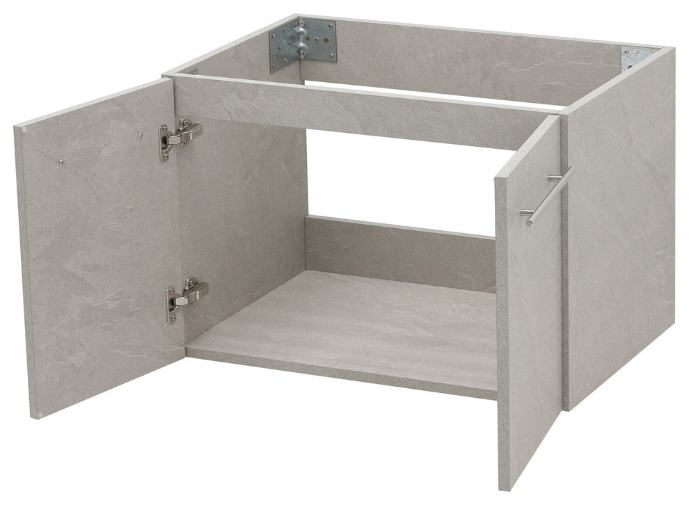 30" Wall Mount Vanity, White Stone Countertop, Light Slate Grey