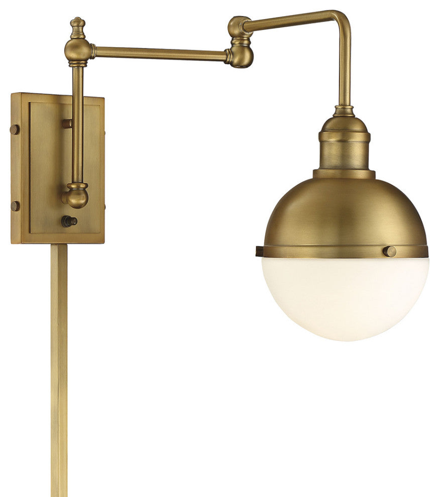 1-Light Adjustable Wall Sconce, Natural Brass