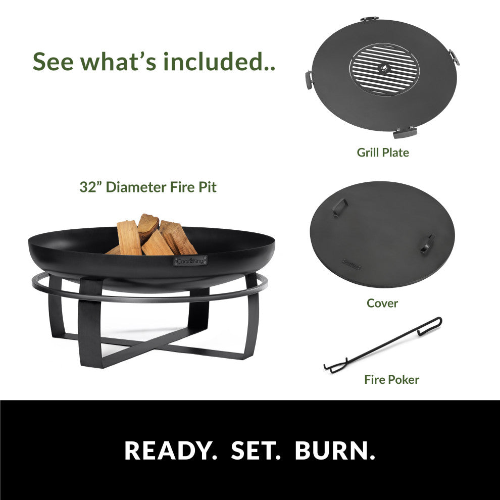 Viking 32" Fire Pit With Grill Plate and Cover Lid