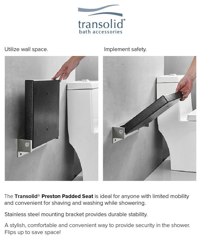 Transolid PPS1420UP-09BS Preston 14x20  FlipUp Seat, Black/Brushed Stainless