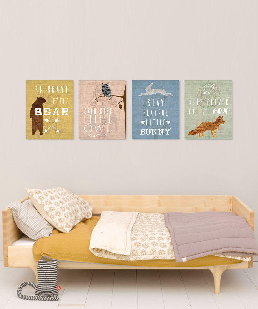 Children Inspire Design Inspirational Animals Quotes Print, 4 Piece Set