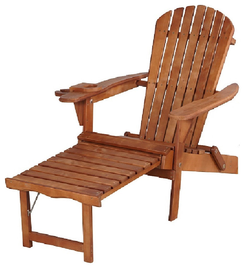 Oceanic Adirondack Chaise Foldable Chair, Walnut, 1 Chair