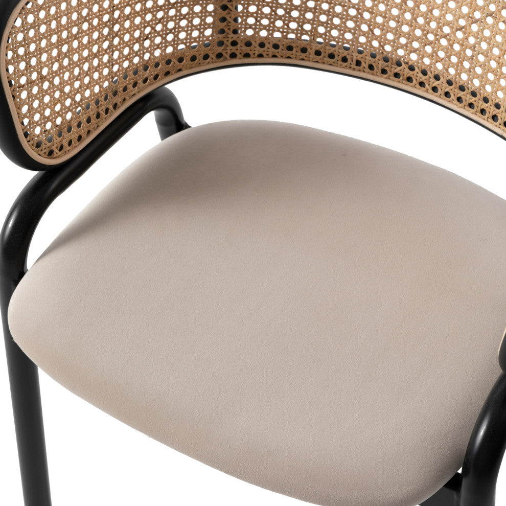 LeisureMod Ervilla Dining Chair With Stainless Steel Legs, Set of 4, Beige