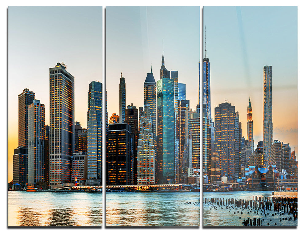 "New York City Skyline" Photography Metal Wall Art, 3 Panels, 36"x28"
