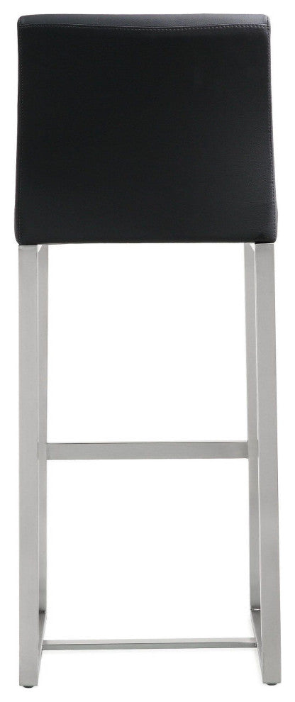Denmark Stainless Steel Stool, Set of 2, Black/Silver, Bar Height
