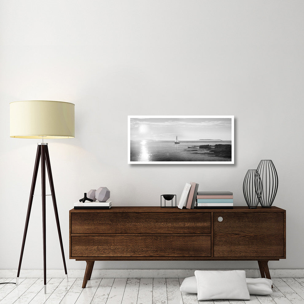 "Evening Sail Black and White" Digital Paper Print by Sue Schlabach, 42"x19"