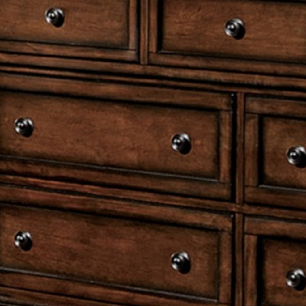 Benzara BM179887 Wooden Dresser With Seven Drawers, Brown