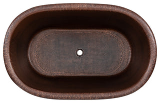 47" Small Hammered Copper Modern Style Bathtub & Drain Package