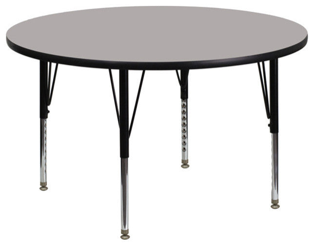 42'' Round Gray HP Laminate Activity Table Height Adjustable Short Legs