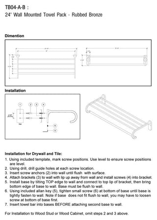 MODONA's 24" Commercial Towel Rack -, Polished Chrome