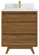 Madison Teak 30 Single Sink Bath Vanity in Dark Natural 1.5" Calacatta Laza