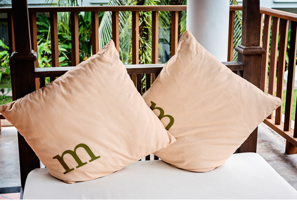 18" x 18" Modern Monogram Indoor/Outdoor Polyester Throw Pillow, Olive