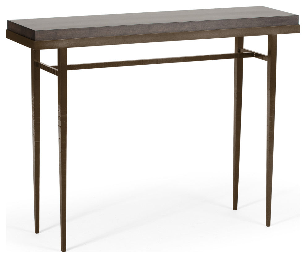 Wick 42" Console Table, Bronze Finish, Maple Espresso Accents