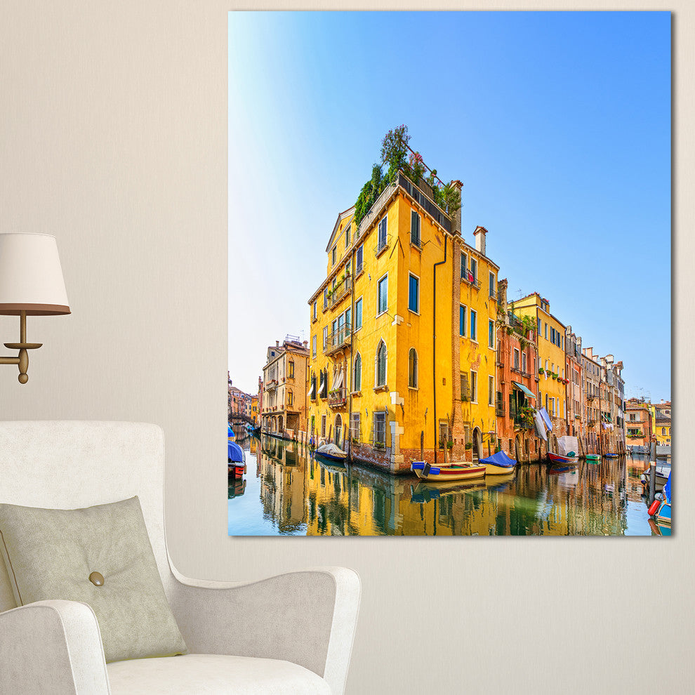 Venice Cityscape Water Canal, Abstract Canvas Artwork, 30"x40"