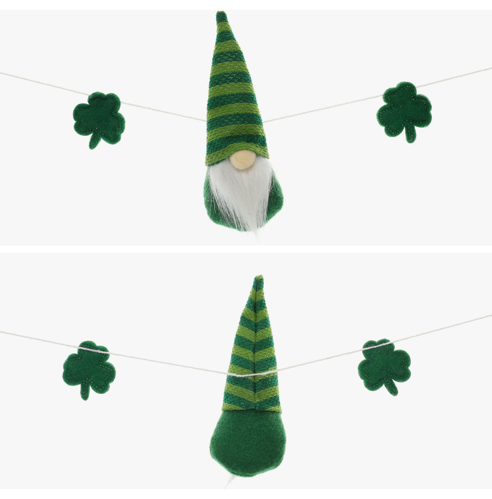 6' Fabric St. Patrick's Gnomes and Shamrocks Garland