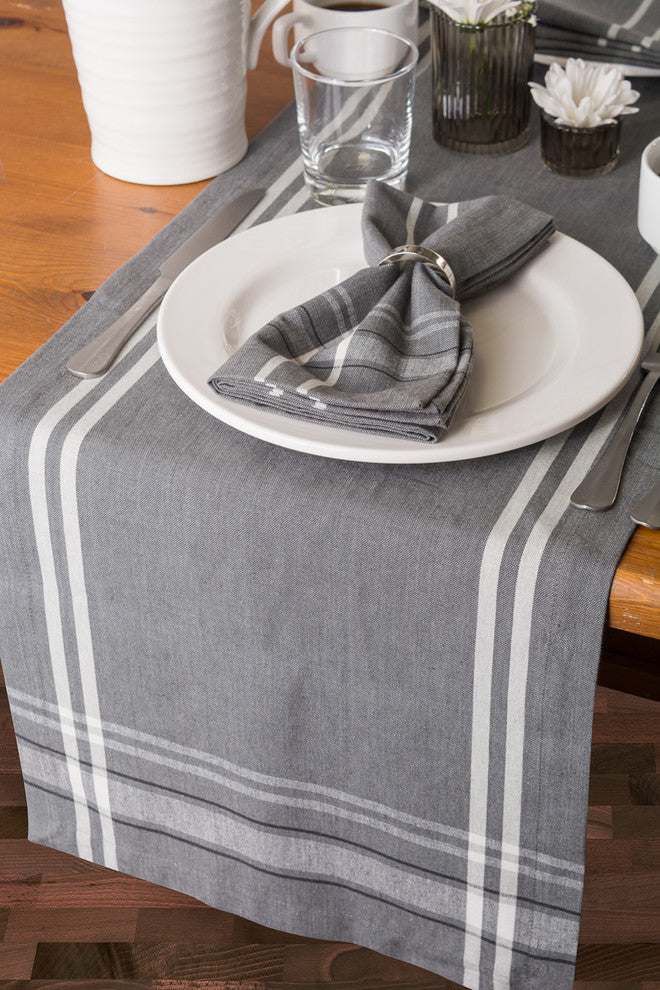 DII Gray Chambray French Stripe Table Runner 14"x108"
