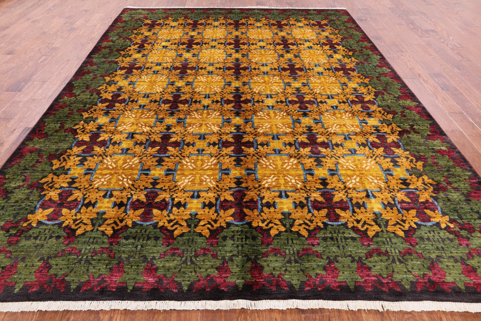 9' 1" X 11' 7" William Morris Hand-Knotted Wool Rug Q4576