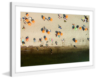 "Orange Umbrellas" Framed Print by Karolis Janulis