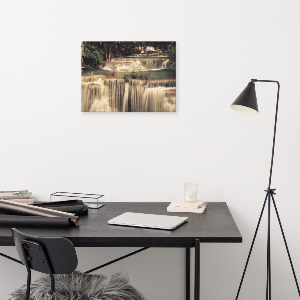 Misty Huay Mae Khamin Waterfall Thailand Landscape Photo Canvas Wall Art Prints, 18" X 24"