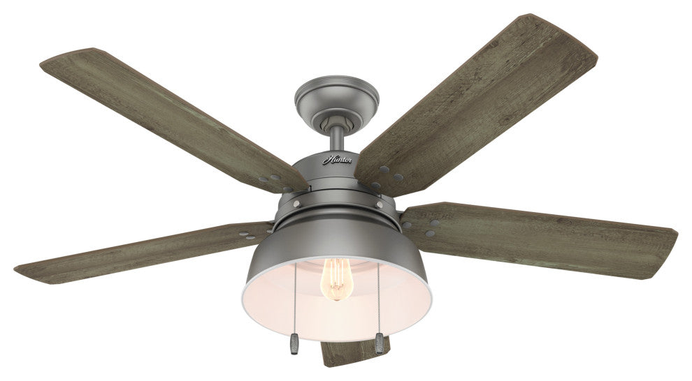 Hunter Fan Company 52" Mill Valley Matte Silver Ceiling Fan With Light
