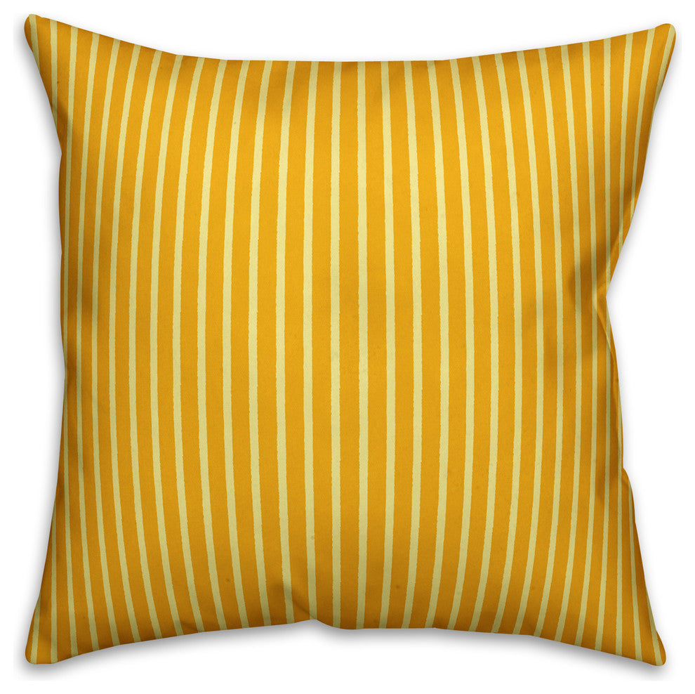 Yellow Stripes Outdoor Throw Pillow, 16"x16"