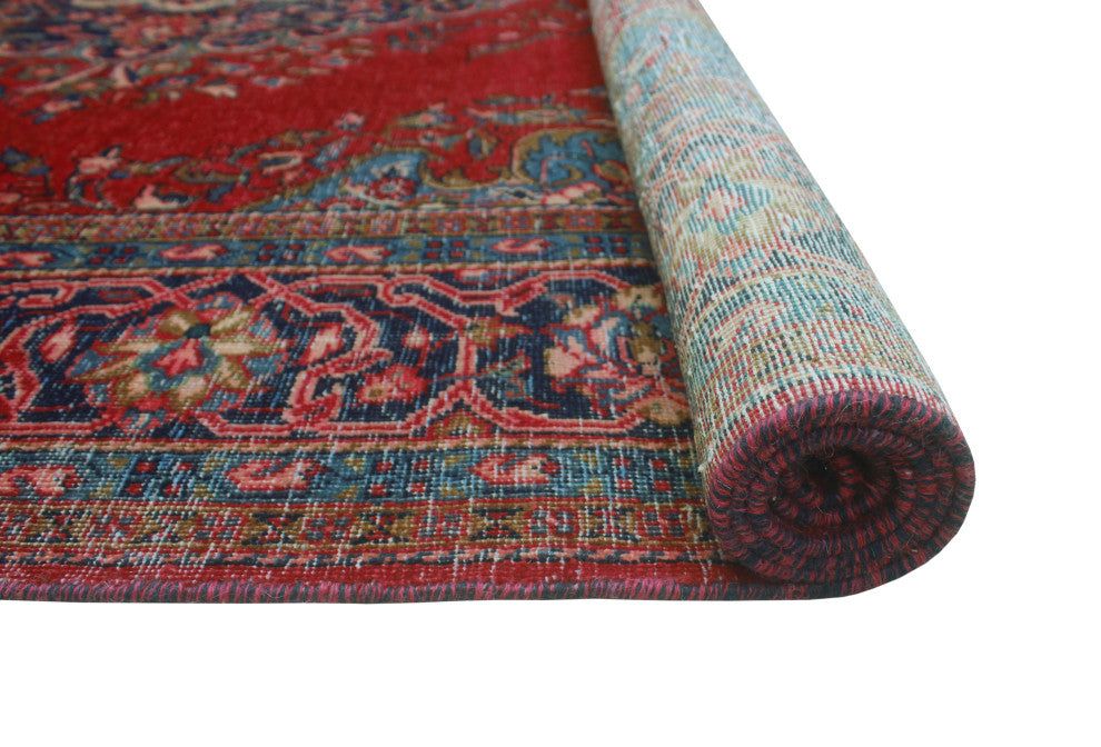 Fine Vintage Distressed Elle Red Rug