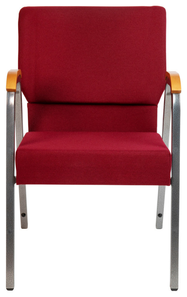 HERCULES Series 21"W Stacking Wood Chair, Burgundy Fabric and Silver Vein Frame