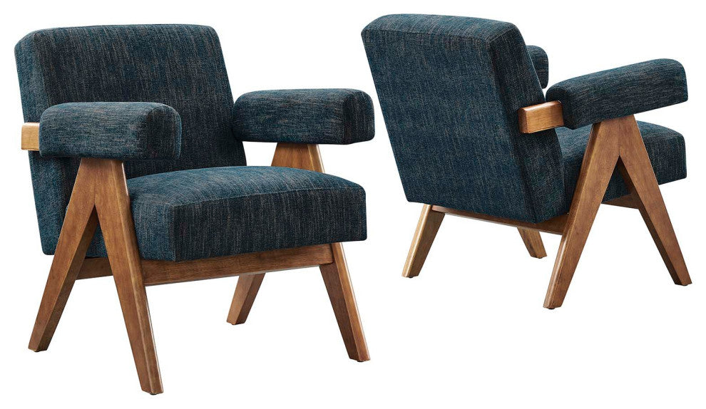 Lyra Fabric Armchair - Set of 2 - Azure Fabric