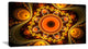 Golden Fractal Pattern with Circles, Oversized Abstract Canvas Art Print, 60x28