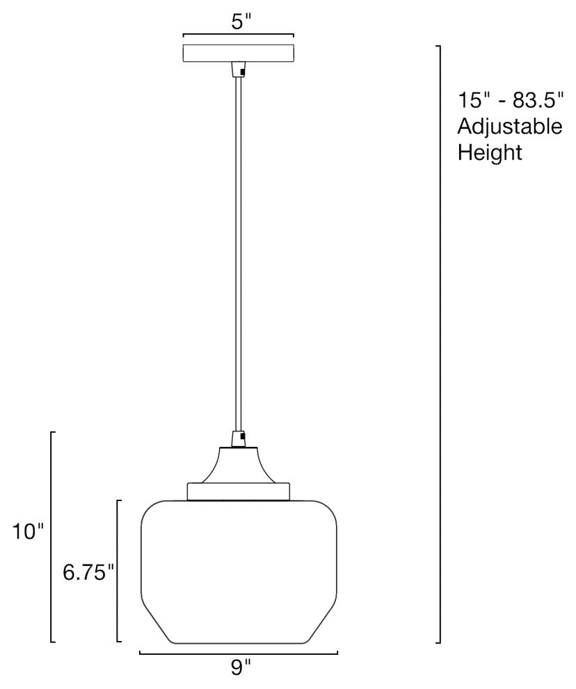 Kira Home Maia 10" Farmhouse Pendant Light, Schoolhouse Glass Shade, Adjustable