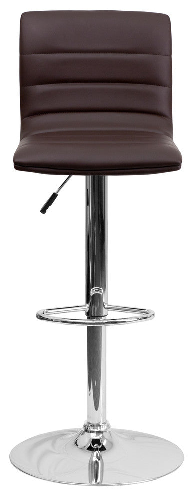 Flash Furniture 25" to 33" Striped Bar Stool in Brown with Chrome Base