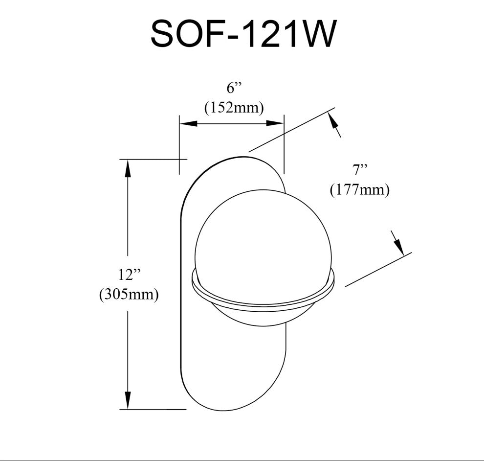 Sofia 1 Light Vertical Wall Sconce, Matte Black, White Glass