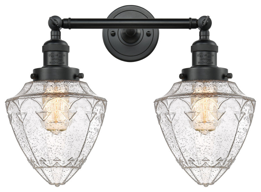 Innovations 208-BK-G664-7-LED 2 Light Bath Vanity Light, Matte Black