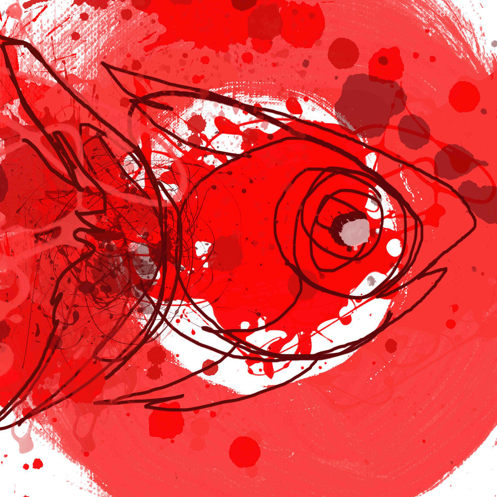 "Red Fish" Painting Print on Canvas by Irena Orlov