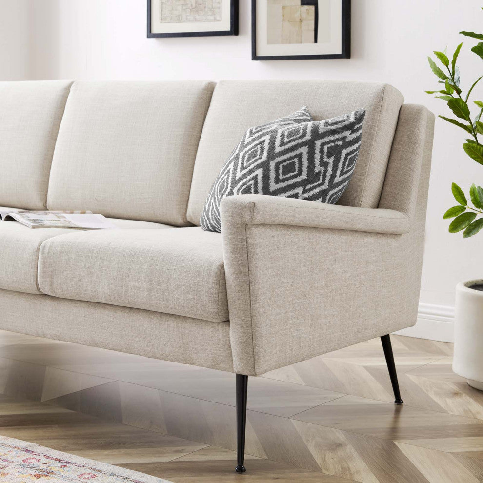 Sofa, Fabric, Black Beige, Modern, Living Lounge Room Hotel Lobby Hospitality