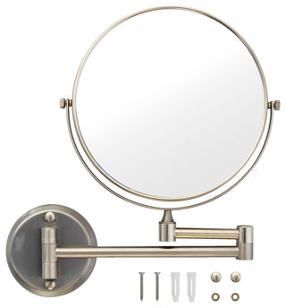 MODONA's Wall Mounted 8" Double Sided Mirror 1X-3X -, Satin Nickel