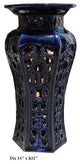 Ceramic Clay Navy Blue Round Tall Pedestal Stand
