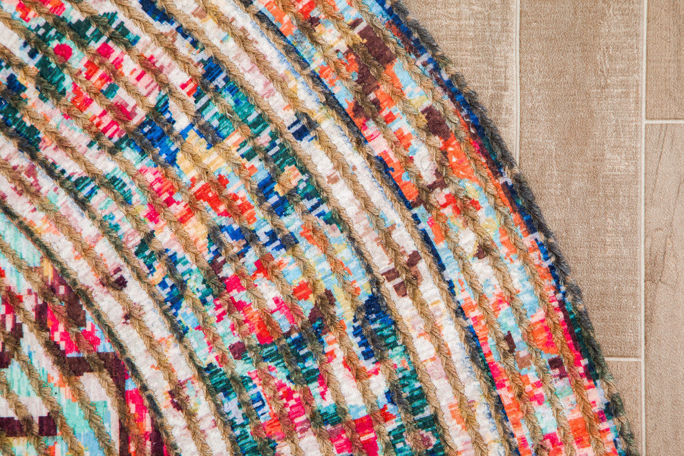Round Chaloon Distressed Area Rug, 6' Round