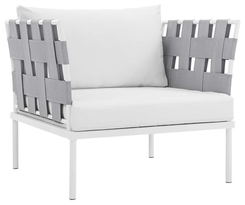 Modway Harmony 5 Piece Outdoor Patio Aluminum Sectional Sofa Set, White White