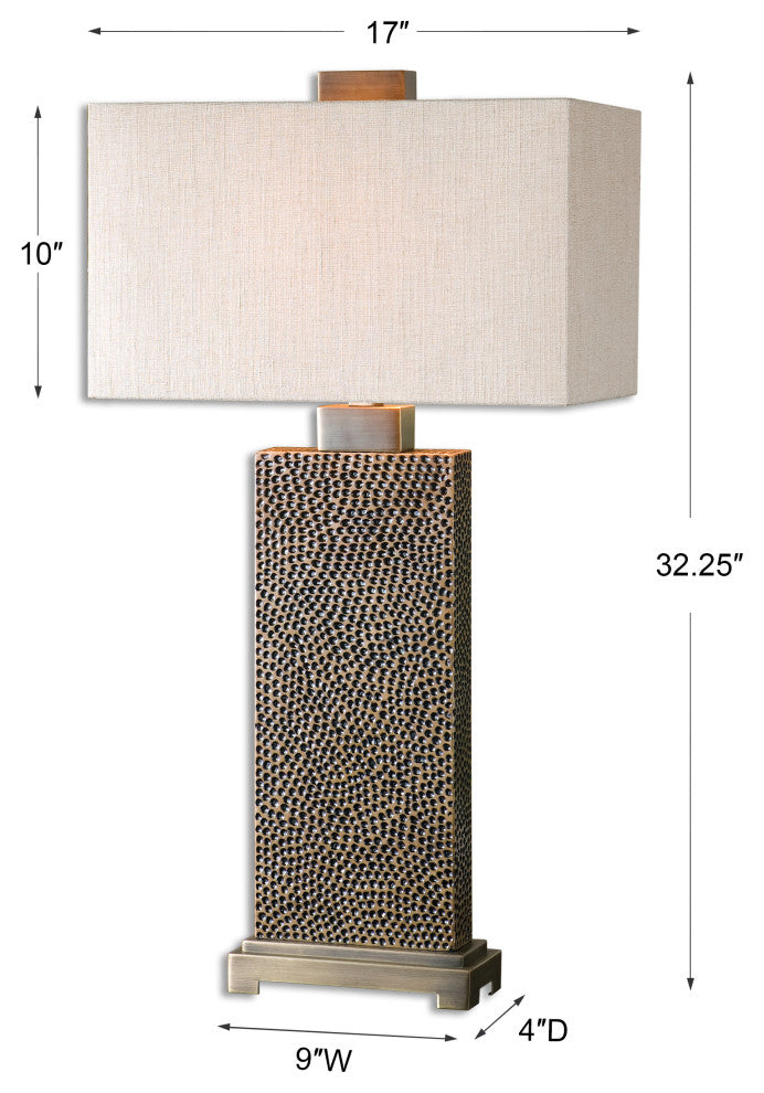 Uttermost Canfield Metal Resin Fabric Table Lamp in Coffee Bronze/Beige/Brown